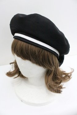 画像1: axes femme / マリン風バックリボンベレー  黒Ｘ白 I-26-01-27-035-AX-AC-SA-ZI