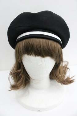 画像2: axes femme / マリン風バックリボンベレー  黒Ｘ白 I-26-01-27-035-AX-AC-SA-ZI