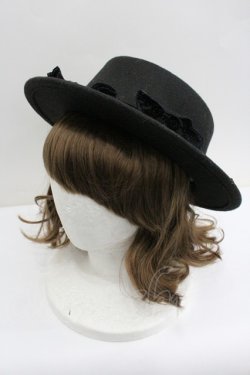 画像1: axes femme / 巻きバラブーケポークパイ  黒 I-26-01-27-040-AX-AC-SA-ZI