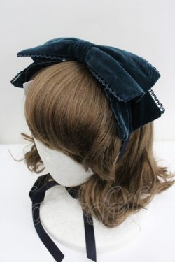 画像1: axes femme kawaii / ベロアリボンヘッドドレス  グリーン I-26-01-27-051-AX-AC-SA-ZI