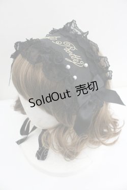 画像1: Angelic Pretty / ロゴパールヘッドドレス  黒 I-26-01-27-062-AP-AC-SA-ZI