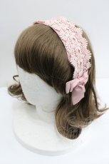 画像1: m petit by misako / レースリボンカチューシャ  ピンク I-26-01-27-068-LO-AC-SA-ZT610-F006 (1)