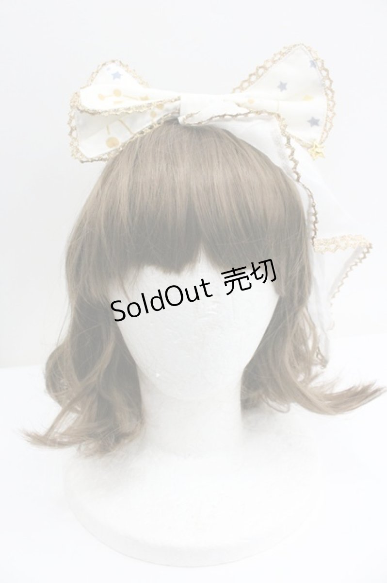 画像1: LOLITAその他(お買取対象外) / チュール付きスター柄リボンカチューシャ  白 I-26-01-27-079-LO-ZA-SA-ZT610-F004 (1)