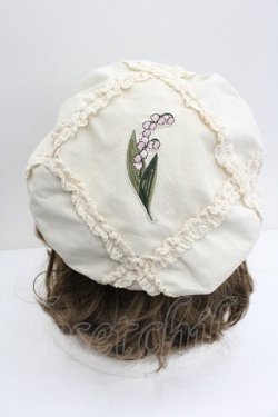 画像3: Hoshibako Works / すずらんのしおりベレー帽  ホワイト I-26-01-27-081-LO-AC-SA-ZI