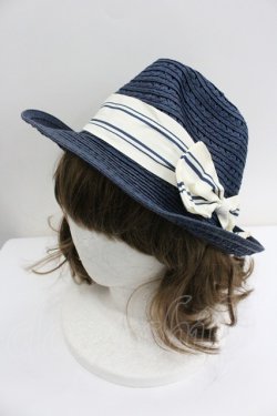 画像1: axes femme / ボーダーリボン麦わらハット  青 I-26-01-27-085-AX-AC-SA-ZI