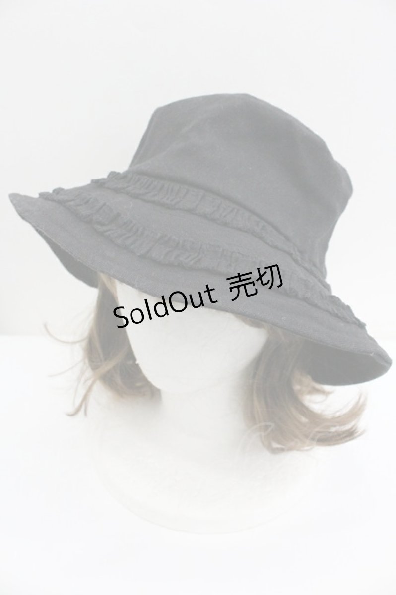 画像1: merry jenny / フリルキャンバスバケットハット  黒 I-26-01-27-090-LO-AC-SA-ZTK037 (1)