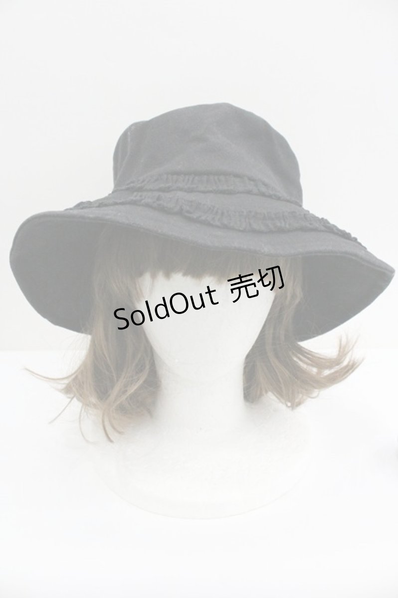 画像2: merry jenny / フリルキャンバスバケットハット  黒 I-26-01-27-090-LO-AC-SA-ZTK037 (2)