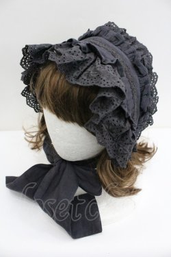 画像1: Victorian maiden / ハーベストレーシーボンネット  黒 I-26-01-27-092-CL-AC-SA-ZI