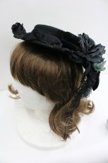 画像1: MR corset / フラワーリボンハット  黒 I-26-01-27-097-PU-AC-SA-ZTK037 (1)