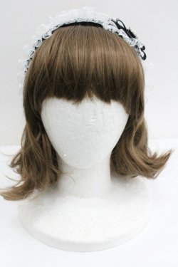 画像2: Ank Rouge / リボンビジューレースカチューシャ  黒Ｘ白 I-26-01-27-107-CA-AC-SA-ZI