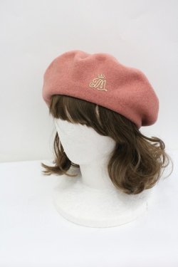 画像1: Jane Marple / ロゴエンブレムウールベレー  ピンク I-26-01-27-119-JM-AC-SA-ZI