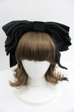 画像1: Hoshibako Works / お人形風ラッピングリボンカチューシャ  黒 I-26-01-27-014-LO-AC-SA-ZI