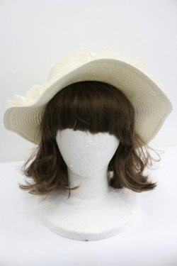 画像2: axes femme / 巻き薔薇レース雑材カンカン帽  アイボリーＸブルー I-26-01-27-021-AX-AC-SA-ZI