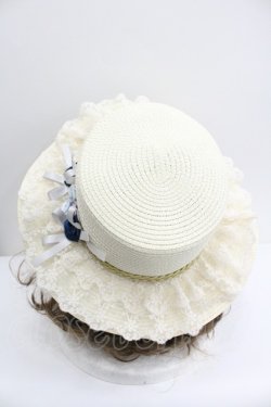 画像3: axes femme / 巻き薔薇レース雑材カンカン帽  アイボリーＸブルー I-26-01-27-021-AX-AC-SA-ZI