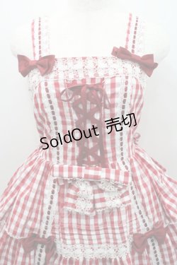 画像3: metamorphose / ３段フリルジャンパースカート（ギンガム）  赤×白 I-26-01-29-030-ME-OP-TE-ZI