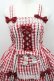 画像3: metamorphose / ３段フリルジャンパースカート（ギンガム）  赤×白 I-26-01-29-030-ME-OP-TE-ZI (3)