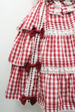 画像4: metamorphose / ３段フリルジャンパースカート（ギンガム）  赤×白 I-26-01-29-030-ME-OP-TE-ZI