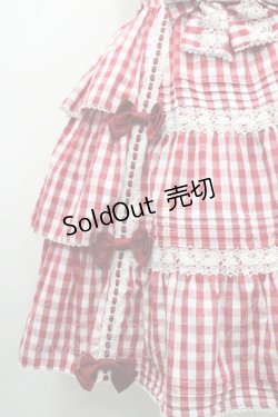 画像4: metamorphose / ３段フリルジャンパースカート（ギンガム）  赤×白 I-26-01-29-030-ME-OP-TE-ZI