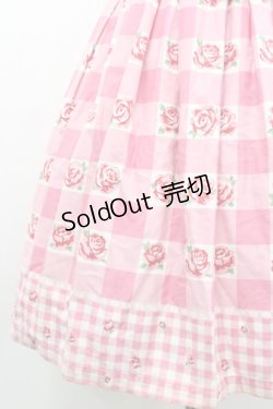 画像4: Emily Temple cute / ブロックチェックバラプリントジャンパースカート  ピンク I-26-01-29-032-ET-OP-TE-ZI