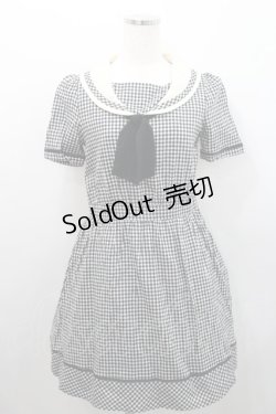 画像1: Fi.n.t / ギンガムチェックセーラーワンピース F 黒×白 I-26-01-29-040-CA-OP-TE-ZI