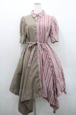 画像1: axes femme / バイカラーイレヘムワンピース  ピンクＸブラウン I-26-01-29-045-AX-OP-SA-ZI