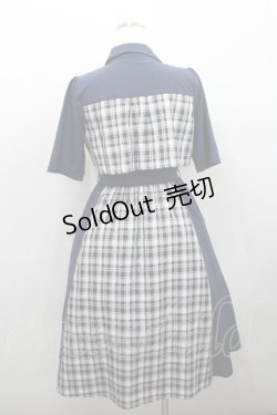 画像2: axes femme / ブロッキングフリル袖ワンピース  ネイビーＸ白 I-26-01-29-046-AX-OP-SA-ZI