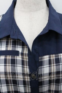 画像3: axes femme / ブロッキングフリル袖ワンピース  ネイビーＸ白 I-26-01-29-046-AX-OP-SA-ZI