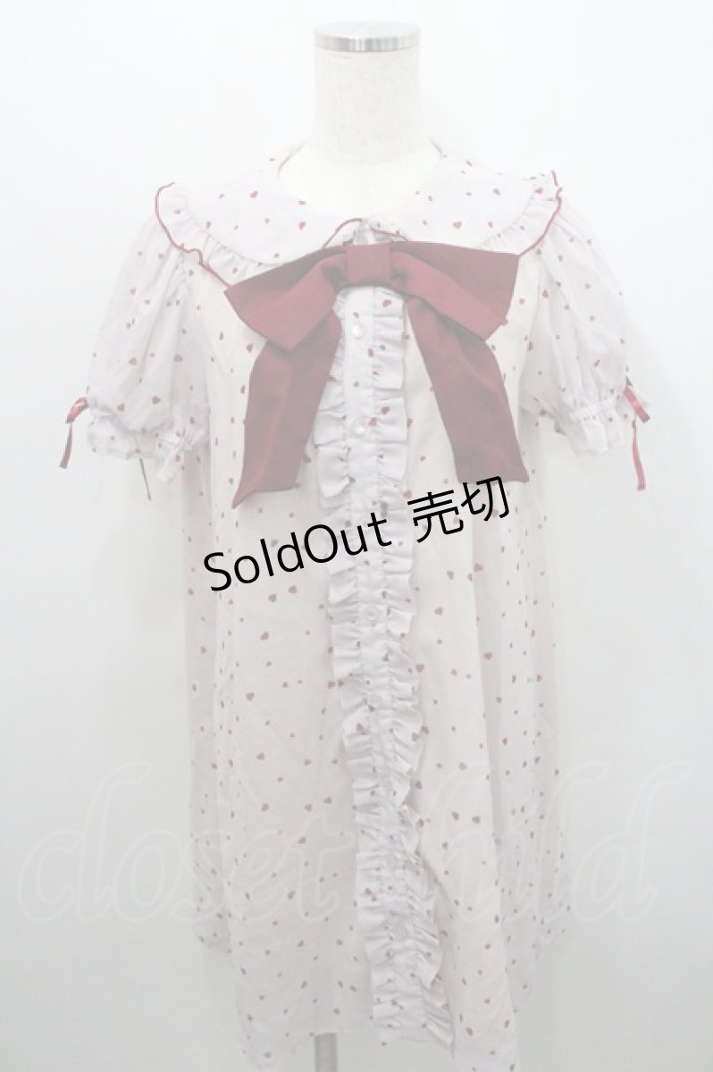 画像1: Ank Rouge / ハート総柄シフォンワンピース  ピンクＸ赤 I-26-01-29-051-CA-OP-SA-ZI (1)