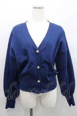 画像1: axes femme / ゴールドボタンニットカーディガン  紺 I-26-01-29-006-AX-TO-SA-ZI