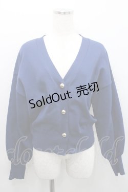 画像1: axes femme / ゴールドボタンニットカーディガン  紺 I-26-01-29-006-AX-TO-SA-ZI
