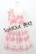 Bacio Bouquet / Sweet Strawberryハイウエストジャンパースカート  ピンクＸ赤 I-26-01-29-053-0-OP-SA-ZI