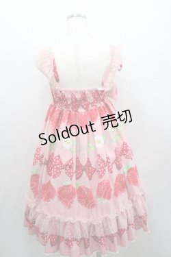 画像2: Bacio Bouquet / Sweet Strawberryハイウエストジャンパースカート  ピンクＸ赤 I-26-01-29-053-0-OP-SA-ZI