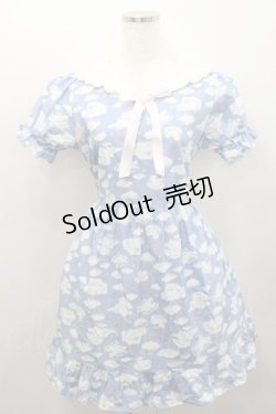 画像1: Nile Perch / アニマル雲柄半袖ワンピース  パープルＸ白 I-26-01-29-056-LO-OP-SA-ZI