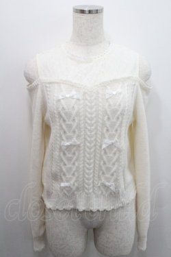 画像1: axes femme POETIQUE / メニーリボン肩あきニットプルオーバー  アイボリー I-26-01-29-007-AX-TO-SA-ZI