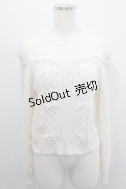 画像1: axes femme POETIQUE / メニーリボン肩あきニットプルオーバー  アイボリー I-26-01-29-007-AX-TO-SA-ZI