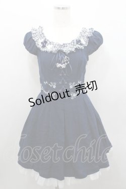 画像1: Secret Honey / お花モチーフ編み上げワンピース 2 ネイビー I-26-01-29-068-CA-OP-TE-ZI