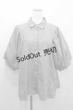 画像1: axes femme / ボリューム袖ブラウス  黒Ｘ白チェック I-26-01-29-008-AX-BL-SA-ZI