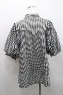 画像2: axes femme / ボリューム袖ブラウス  黒Ｘ白チェック I-26-01-29-008-AX-BL-SA-ZI