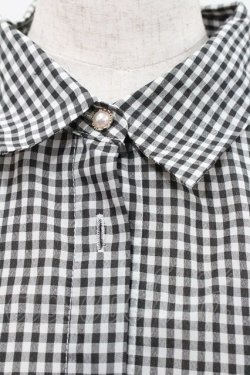 画像3: axes femme / ボリューム袖ブラウス  黒Ｘ白チェック I-26-01-29-008-AX-BL-SA-ZI