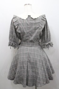 画像2: Secret Honey / スカラップ襟グレンチェック半袖ワンピース 2 グレー×ピンク I-26-01-29-080-CA-OP-TE-ZI