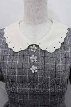 画像3: Secret Honey / お花ボタンチェック柄セットアップ 2 グレー I-26-01-29-081-CA-OP-TE-ZI