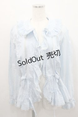 画像1: PINK HOUSE / フロントレース&ピンタックオーバーブラウス  サックス I-26-01-29-086-LO-BL-SA-ZI