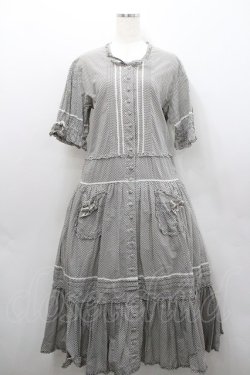 画像1: PINK HOUSE / ドット半袖ワンピース  黒Ｘ白 I-26-01-29-088-LO-OP-SA-ZI