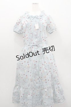 画像1: PINK HOUSE / カーネーションテディベアプリント半袖ワンピース  サックス I-26-01-29-089-LO-OP-SA-ZI