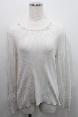 画像1: axes femme / ハイネックビジューニットプルオーバー  白 I-26-01-29-010-AX-TO-SA-ZI