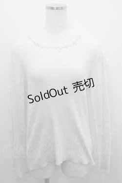 画像1: axes femme / ハイネックビジューニットプルオーバー  白 I-26-01-29-010-AX-TO-SA-ZI