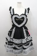 Angelic Pretty / Heart胸あて付スカート  黒ｘ白 I-26-01-29-090-AP-SK-SA-ZI