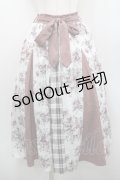 axes femme / 花柄×チェック柄切替スカート  白Ｘピンク I-26-01-29-093-AX-SK-SA-ZI