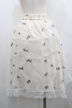 画像2: axes femme / 小花刺繍イレヘムスカート  アイボリーＸパープル I-26-01-29-094-AX-SK-SA-ZI