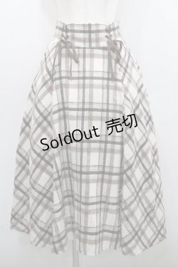 画像1: axes femme / レースアップ起毛チェックスカート  アイボリーＸブラウン I-26-01-29-096-AX-SK-SA-ZI